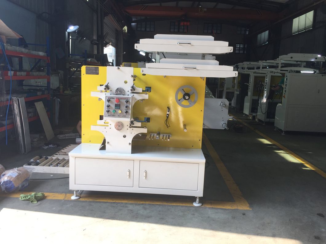 (JR-1221) Jingda Automatic Air Pressure 2+1 Multicolor Flex Care Label Printing Machine for Satin Ribbon, Cotton Nylon Taffeta, Garment Label Flexo Printer