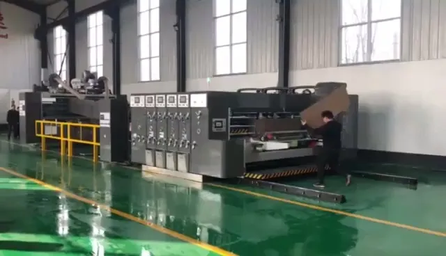 Flexo 4 Color Printer Fold Gluer Box Inline; Printing Slotting Fold Gluing Carton Box Machine