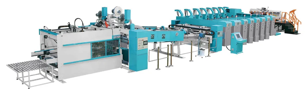 Flexo 4 Color Printer Fold Gluer Box Inline; Printing Slotting Fold Gluing Carton Box Machine