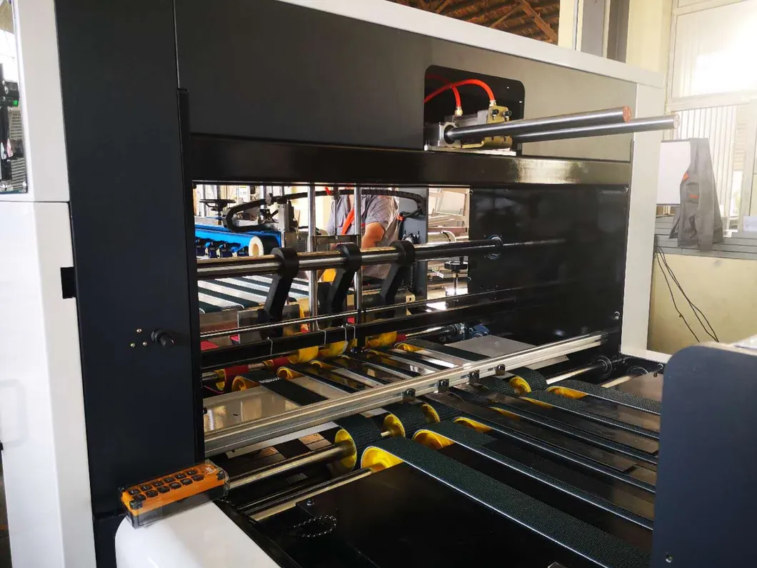Flexo Printing Slotting Rotary Die Cutting Down Fold Gluer Box Inline Machine; Printer Gluer Making Box Line Machinery